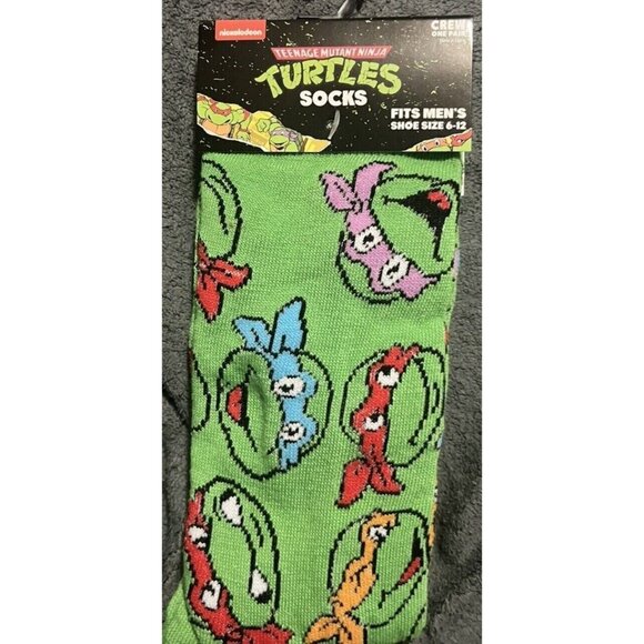 MensTeenage Mutant Ninja Turtles Crew Socks Fits 6-12 Nickelodeon Cartoon NWT - Picture 3 of 4